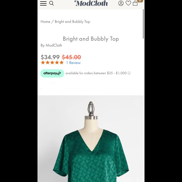 Green ModCloth Top - Picture 2 of 2